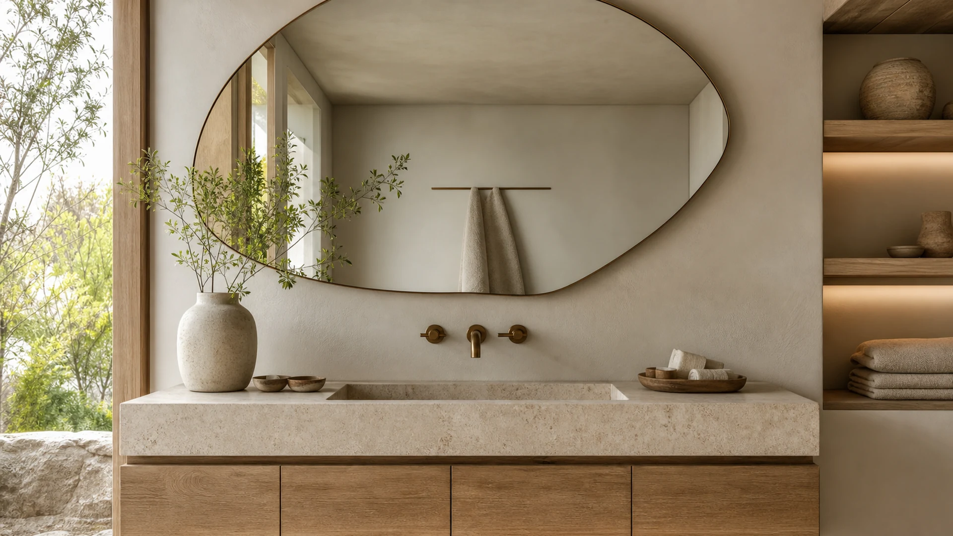 Grand miroir mural : comment l'utiliser en déco d'intérieur — miroir salle de bains